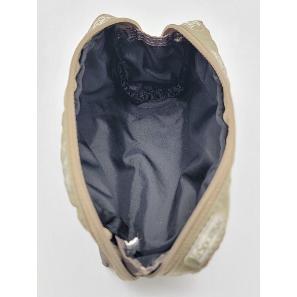 LeSportsac Zippered Cosmetic Pouch / Small Travel Bag – Brown & Olive Abstract P - Picture 6 of 8